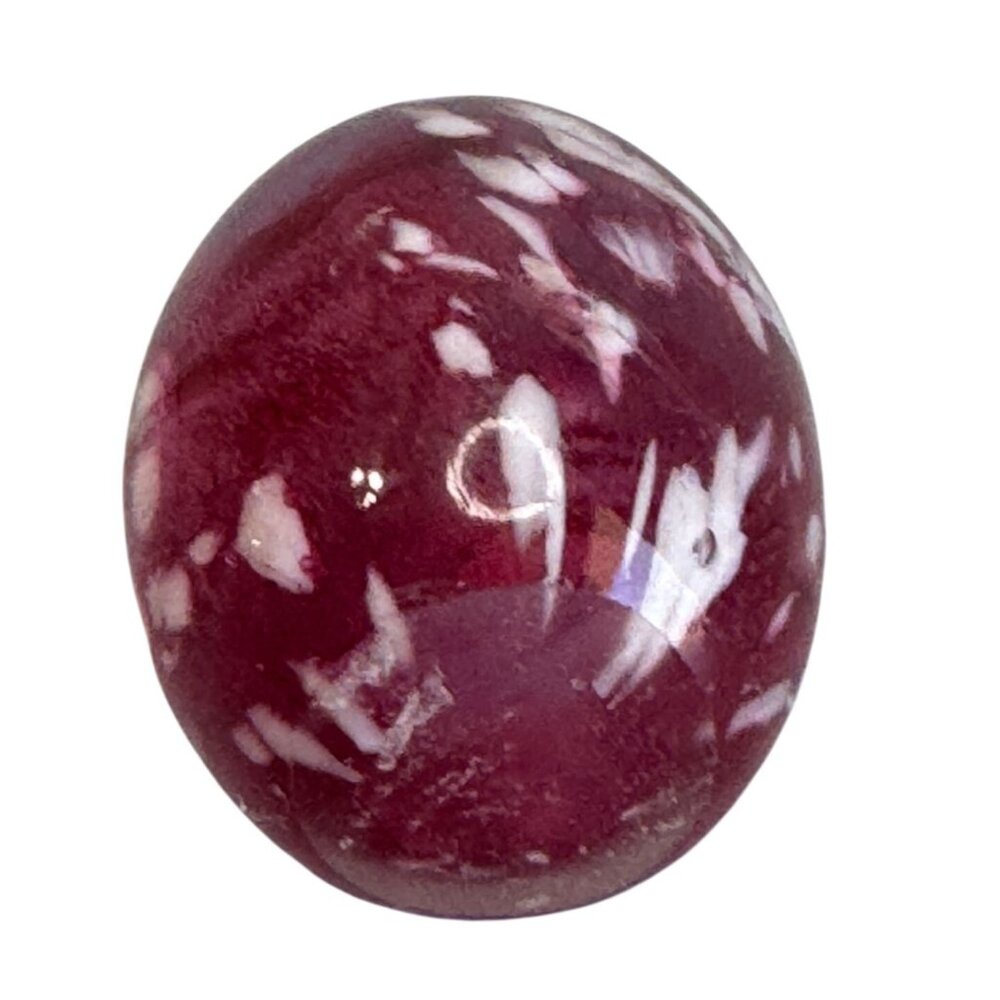 Art Glass Egg Cranberry White Mottled Swirl Decorative 3" - Picture 7 of 7